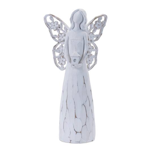 White & Beige Butterfly Wing Angel Figurine Set
